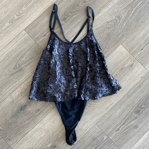 Black sparkly free people body suit.